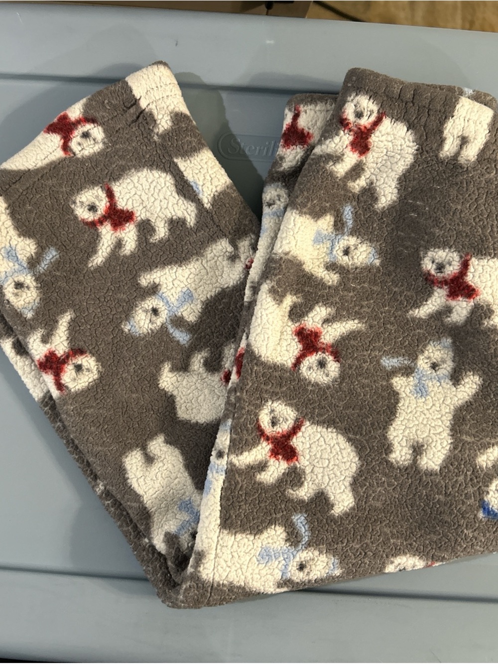 wonder nation Gray & White Polar Bear Fleece Blanket with Red and Blue Accents